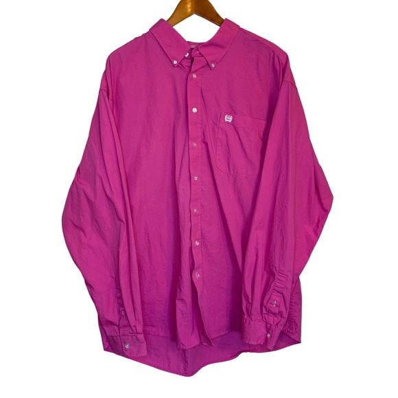 CINCH Shirt Men XL Hot Pink Western Cowboy Button Down Rodeo Farm Workwear - Picture 1 of 9